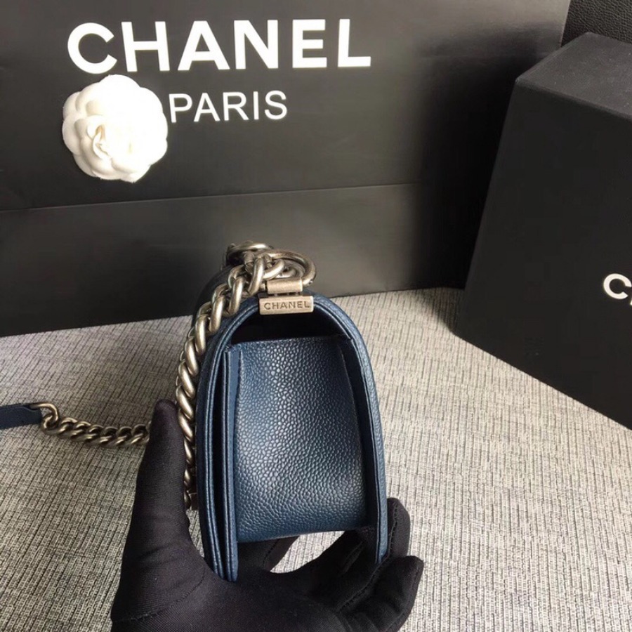 SMALL BOY CHANEL HANDBAG, PRINTED GRAINED CALFSKIN, 20CM / 7.9 IN