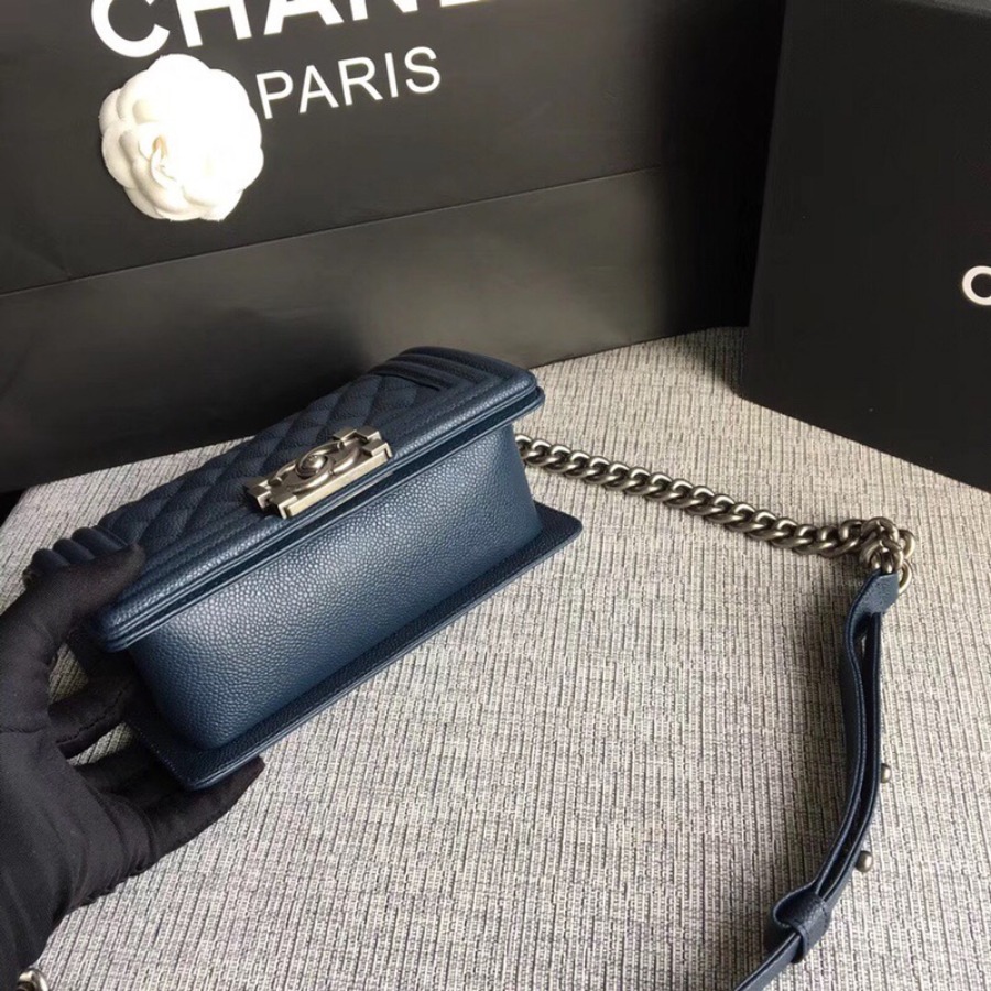 SMALL BOY CHANEL HANDBAG, PRINTED GRAINED CALFSKIN, 20CM / 7.9 IN