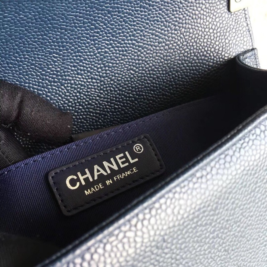 SMALL BOY CHANEL HANDBAG, PRINTED GRAINED CALFSKIN, 20CM / 7.9 IN