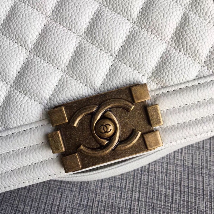 SMALL BOY CHANEL HANDBAG, PRINTED GRAINED CALFSKIN, 20CM / 7.9 IN