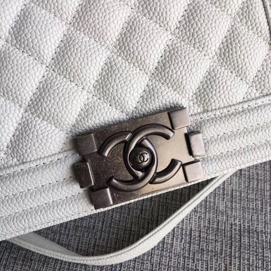 SMALL BOY CHANEL HANDBAG, PRINTED GRAINED CALFSKIN, 20CM / 7.9 IN