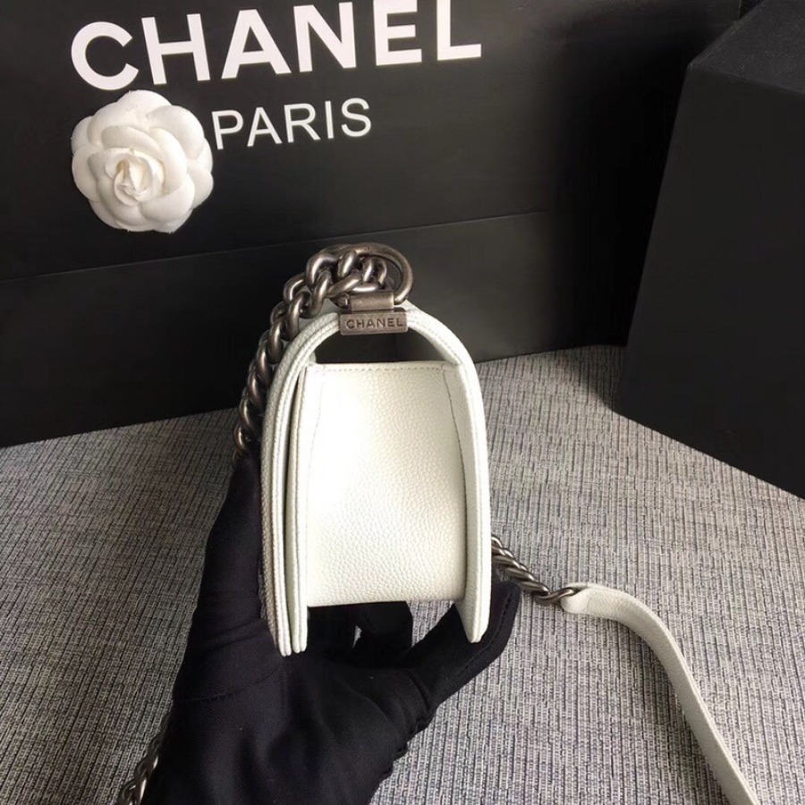 SMALL BOY CHANEL HANDBAG, PRINTED GRAINED CALFSKIN, 20CM / 7.9 IN