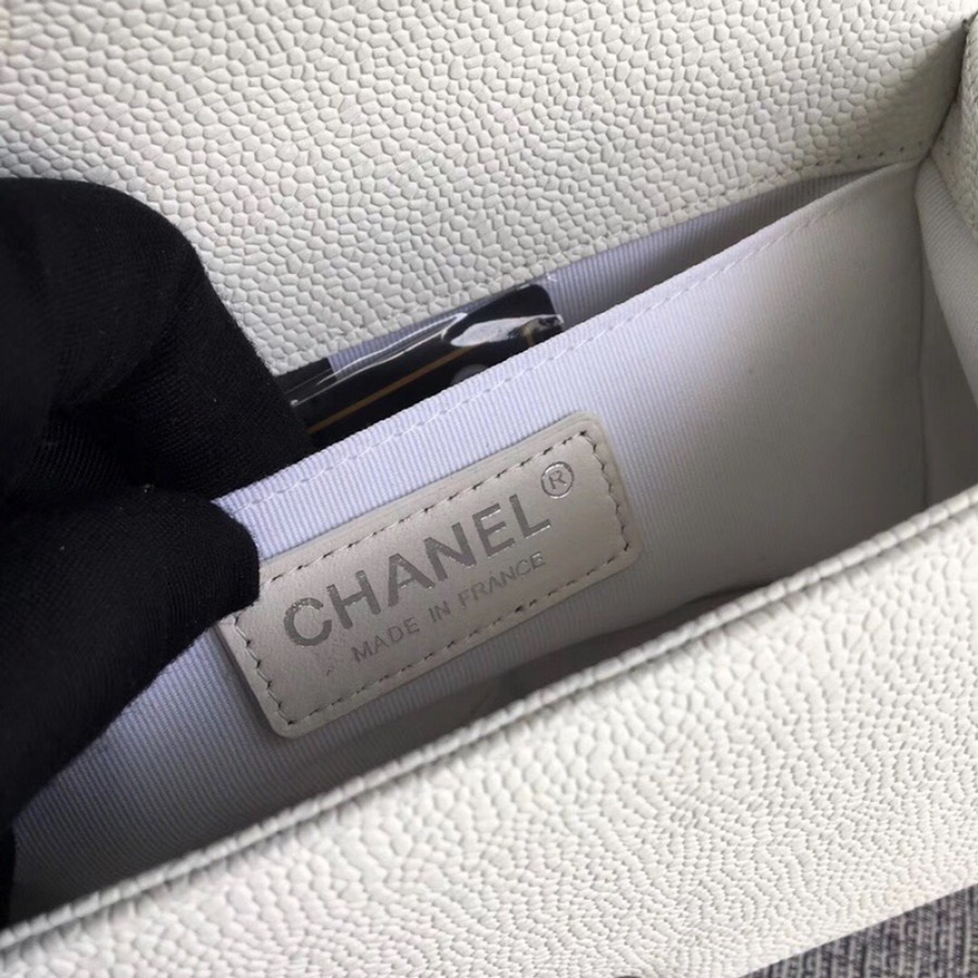 SMALL BOY CHANEL HANDBAG, PRINTED GRAINED CALFSKIN, 20CM / 7.9 IN