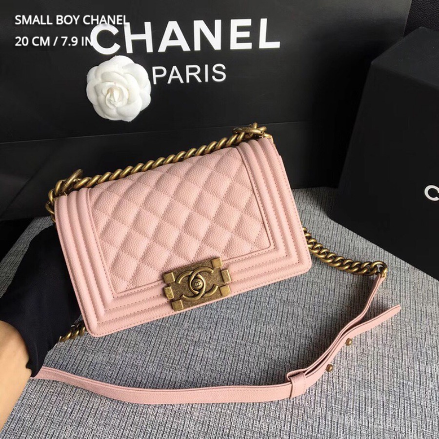 SMALL BOY CHANEL HANDBAG, PRINTED GRAINED CALFSKIN, 20CM / 7.9 IN