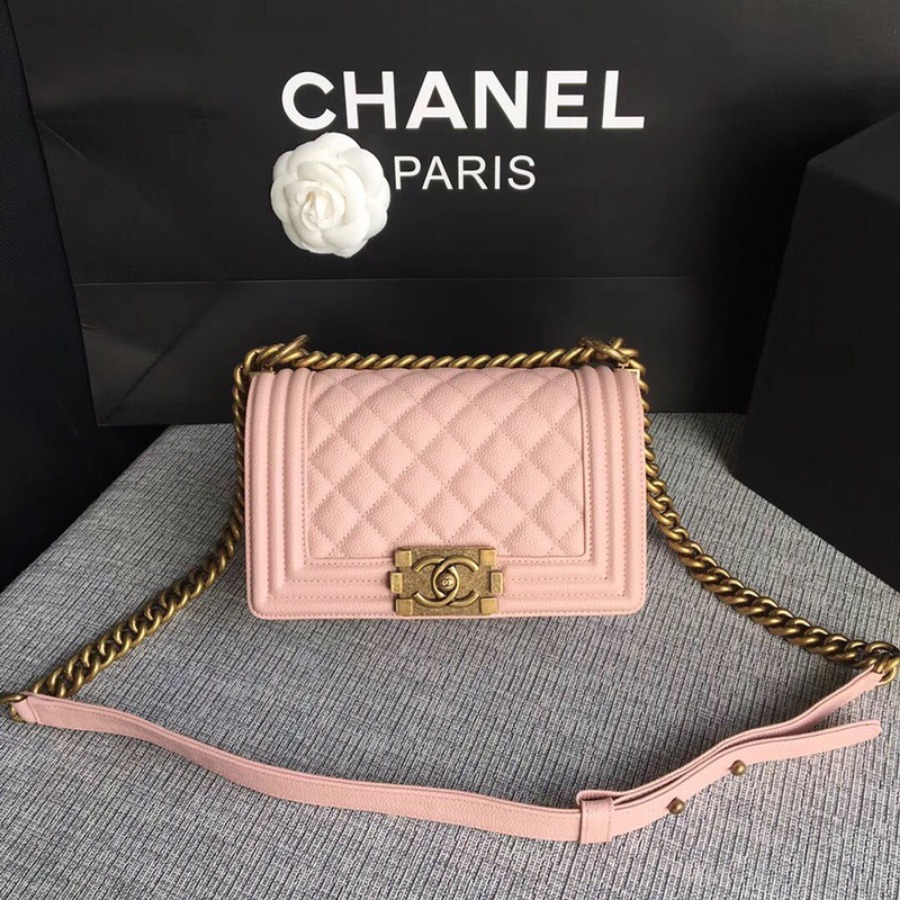 SMALL BOY CHANEL HANDBAG, PRINTED GRAINED CALFSKIN, 20CM / 7.9 IN