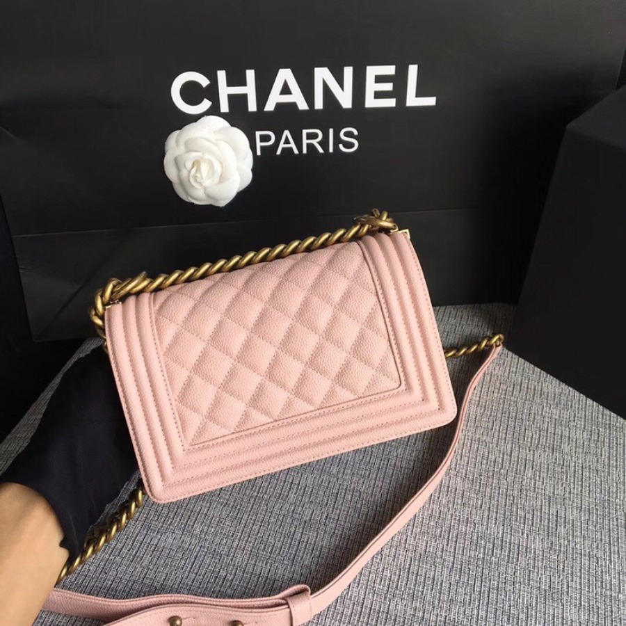 SMALL BOY CHANEL HANDBAG, PRINTED GRAINED CALFSKIN, 20CM / 7.9 IN