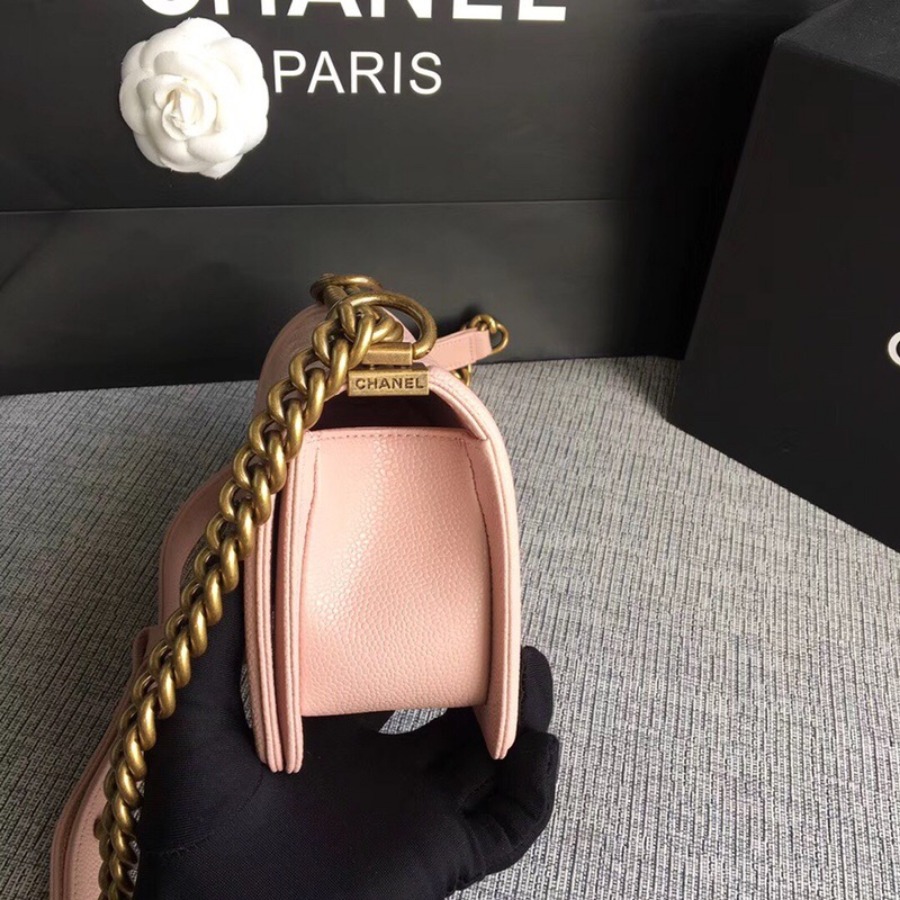 SMALL BOY CHANEL HANDBAG, PRINTED GRAINED CALFSKIN, 20CM / 7.9 IN