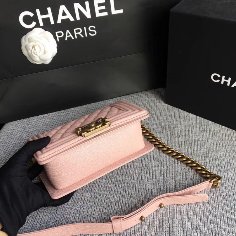 SMALL BOY CHANEL HANDBAG, PRINTED GRAINED CALFSKIN, 20CM / 7.9 IN