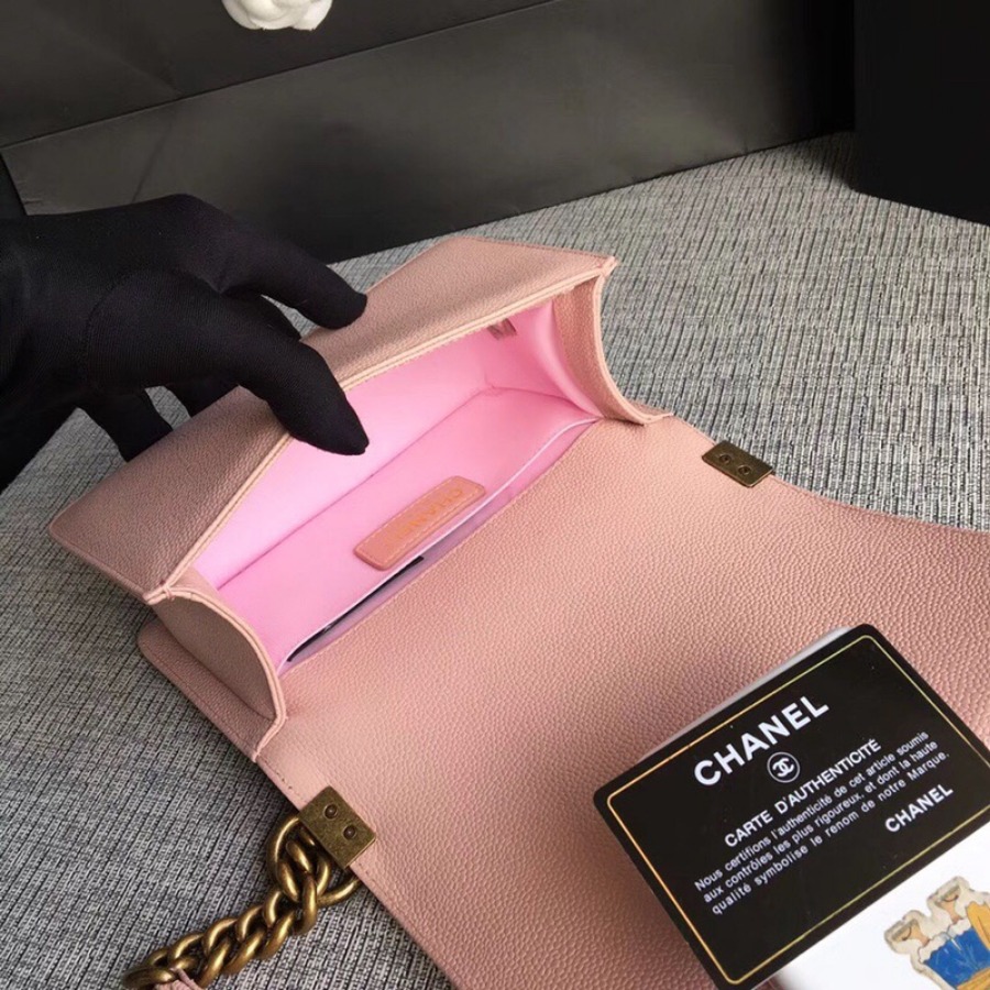 SMALL BOY CHANEL HANDBAG, PRINTED GRAINED CALFSKIN, 20CM / 7.9 IN