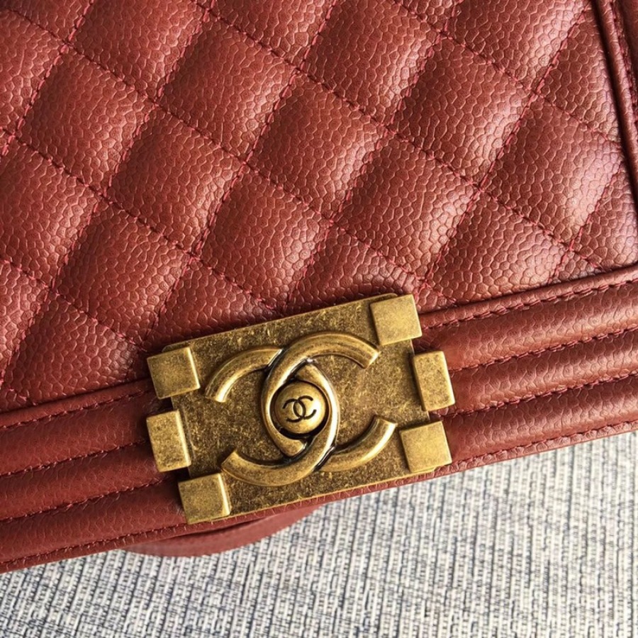 SMALL BOY CHANEL HANDBAG, PRINTED GRAINED CALFSKIN, 20CM / 7.9 IN