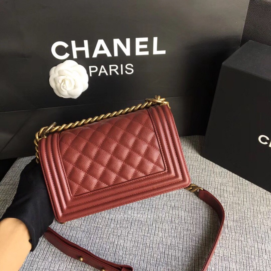 SMALL BOY CHANEL HANDBAG, PRINTED GRAINED CALFSKIN, 20CM / 7.9 IN