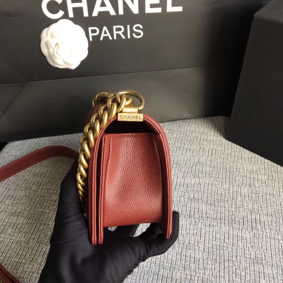 SMALL BOY CHANEL HANDBAG, PRINTED GRAINED CALFSKIN, 20CM / 7.9 IN