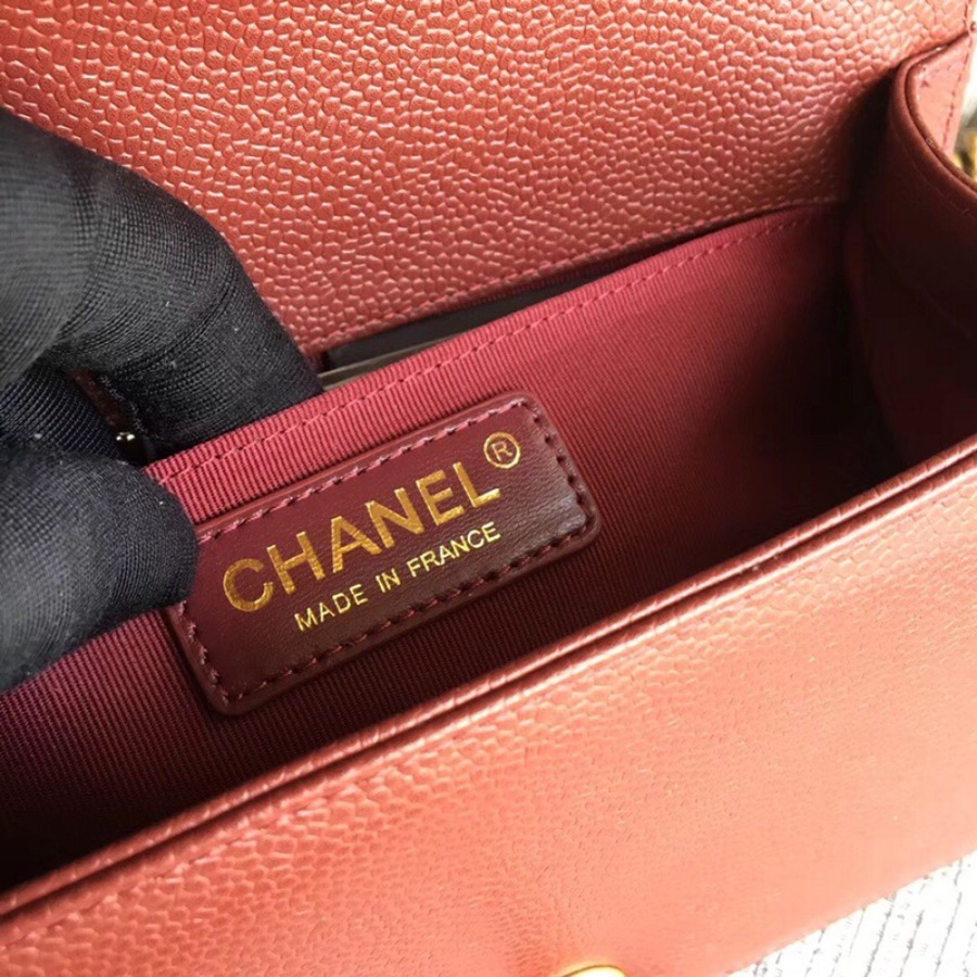 SMALL BOY CHANEL HANDBAG, PRINTED GRAINED CALFSKIN, 20CM / 7.9 IN