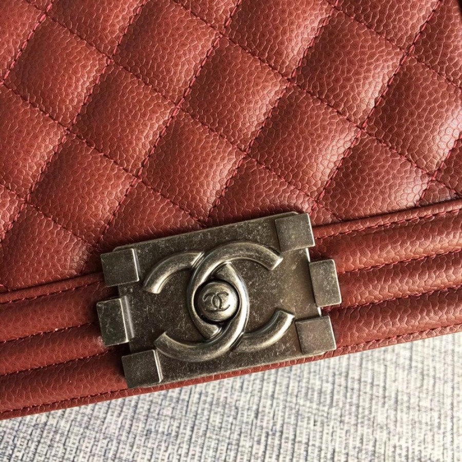 SMALL BOY CHANEL HANDBAG, PRINTED GRAINED CALFSKIN, 20CM / 7.9 IN