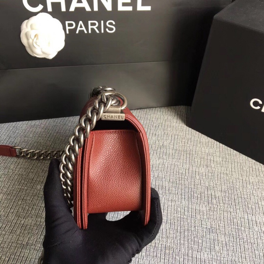 SMALL BOY CHANEL HANDBAG, PRINTED GRAINED CALFSKIN, 20CM / 7.9 IN