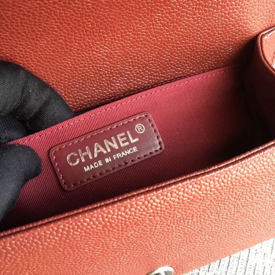 SMALL BOY CHANEL HANDBAG, PRINTED GRAINED CALFSKIN, 20CM / 7.9 IN