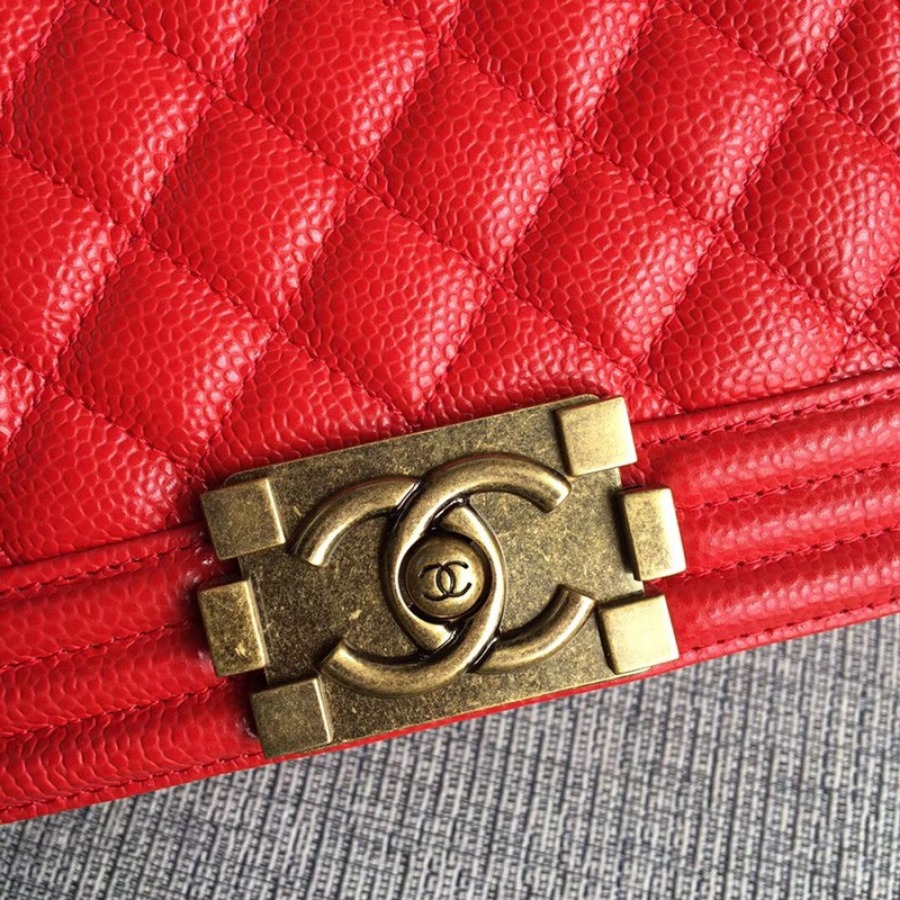 SMALL BOY CHANEL HANDBAG, PRINTED GRAINED CALFSKIN, 20CM / 7.9 IN