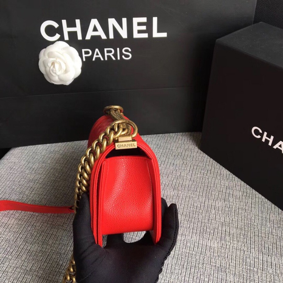SMALL BOY CHANEL HANDBAG, PRINTED GRAINED CALFSKIN, 20CM / 7.9 IN