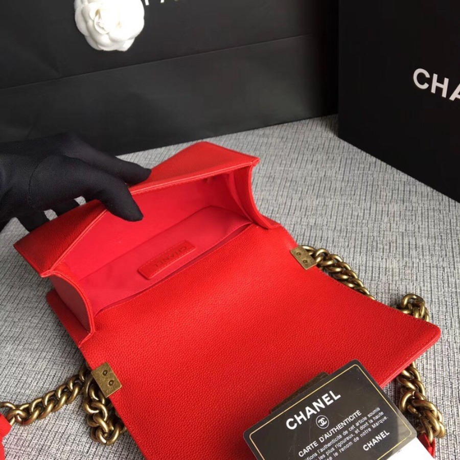 SMALL BOY CHANEL HANDBAG, PRINTED GRAINED CALFSKIN, 20CM / 7.9 IN