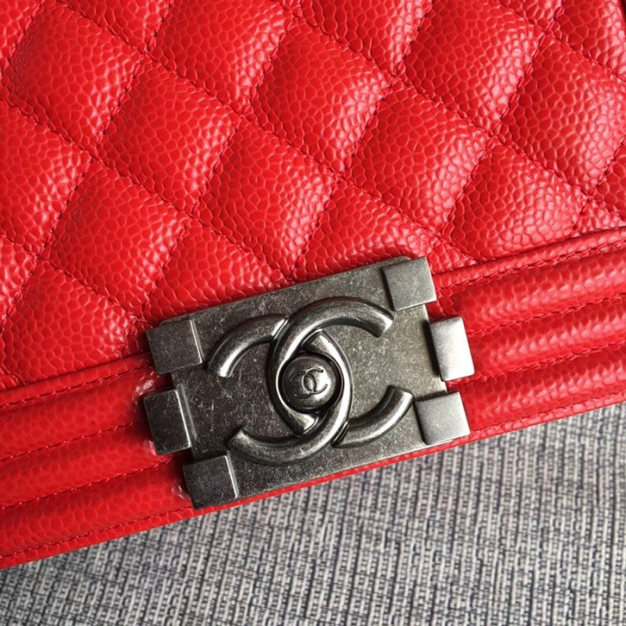 SMALL BOY CHANEL HANDBAG, PRINTED GRAINED CALFSKIN, 20CM / 7.9 IN