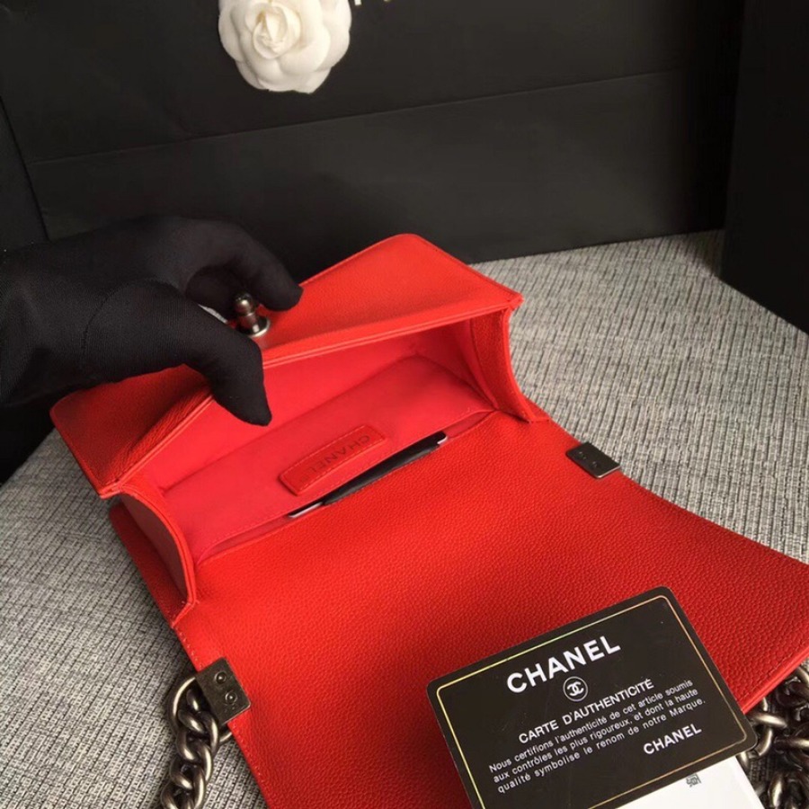 SMALL BOY CHANEL HANDBAG, PRINTED GRAINED CALFSKIN, 20CM / 7.9 IN