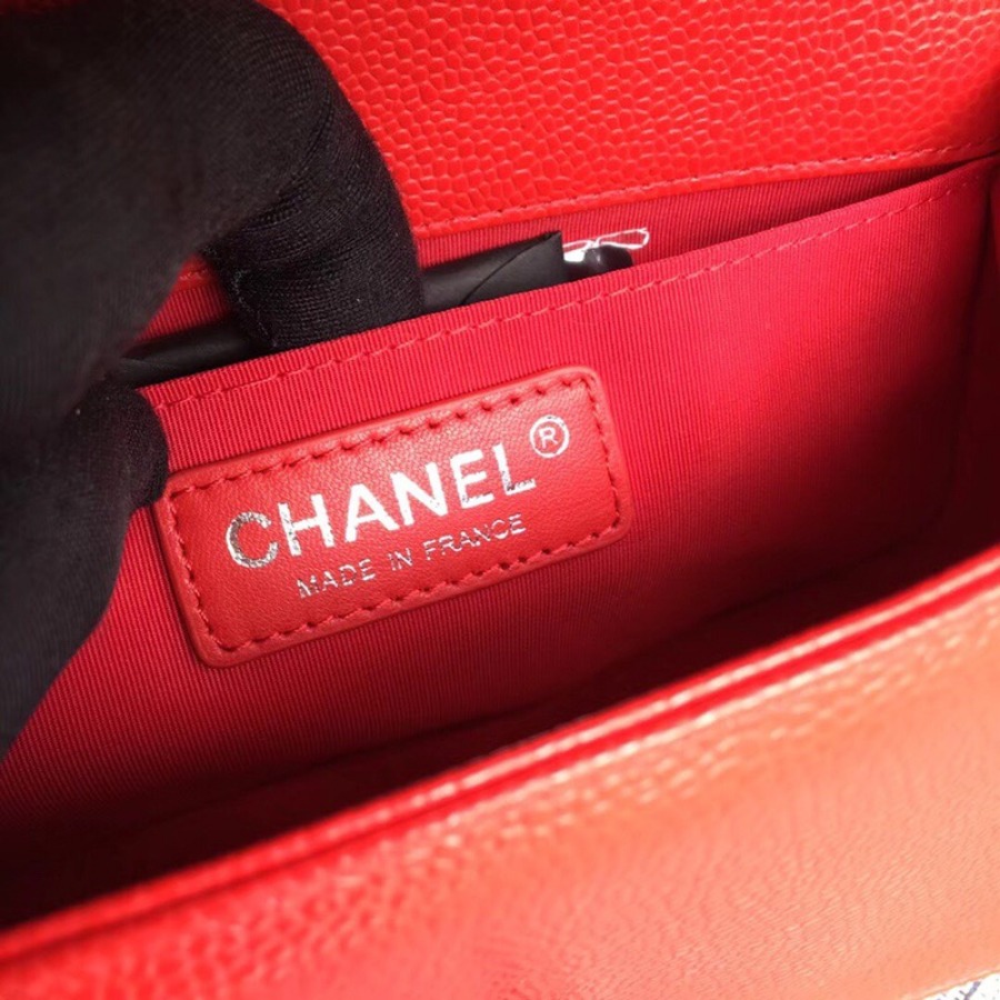 SMALL BOY CHANEL HANDBAG, PRINTED GRAINED CALFSKIN, 20CM / 7.9 IN