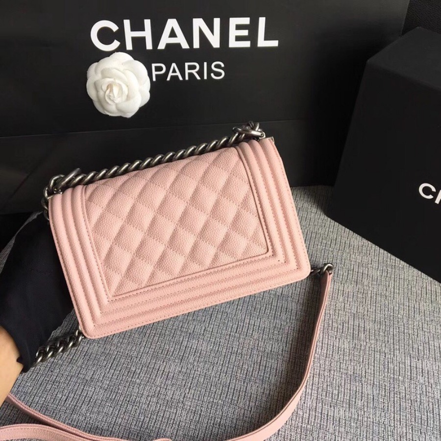 SMALL BOY CHANEL HANDBAG, PRINTED GRAINED CALFSKIN, 20CM / 7.9 IN