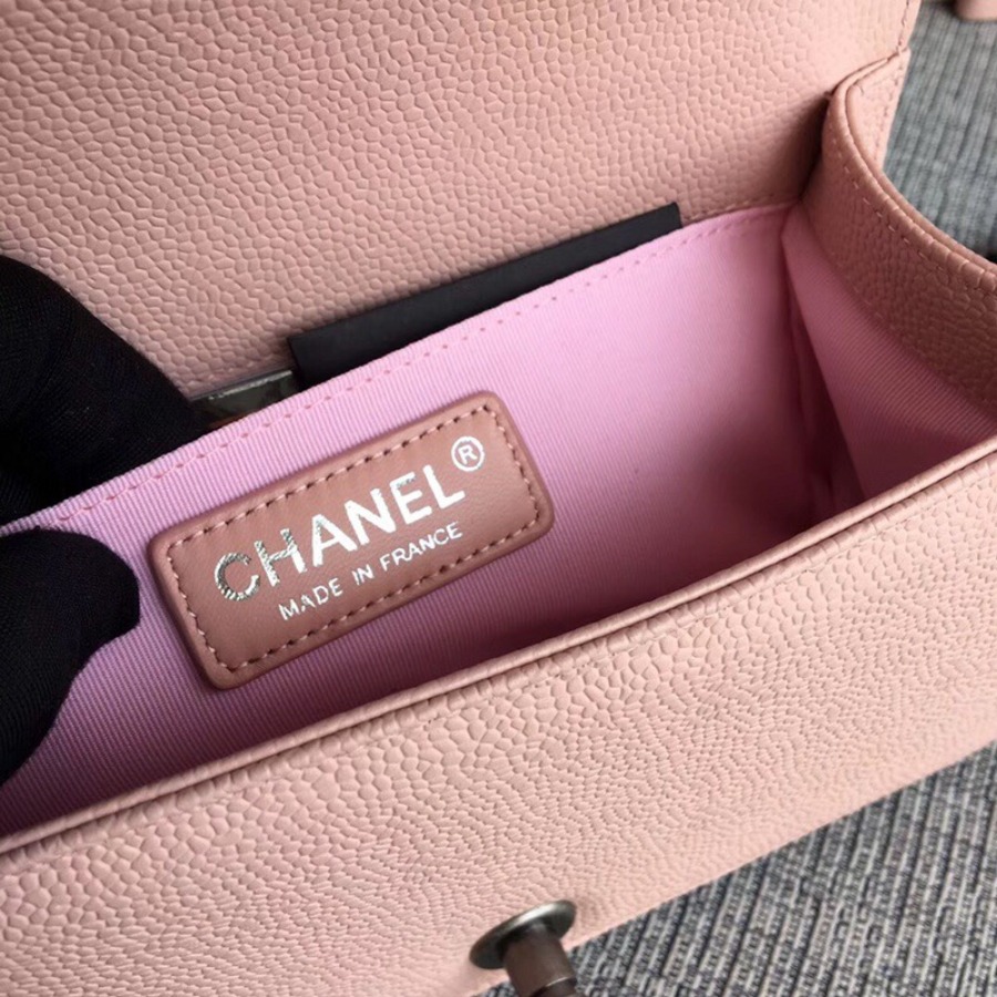 SMALL BOY CHANEL HANDBAG, PRINTED GRAINED CALFSKIN, 20CM / 7.9 IN