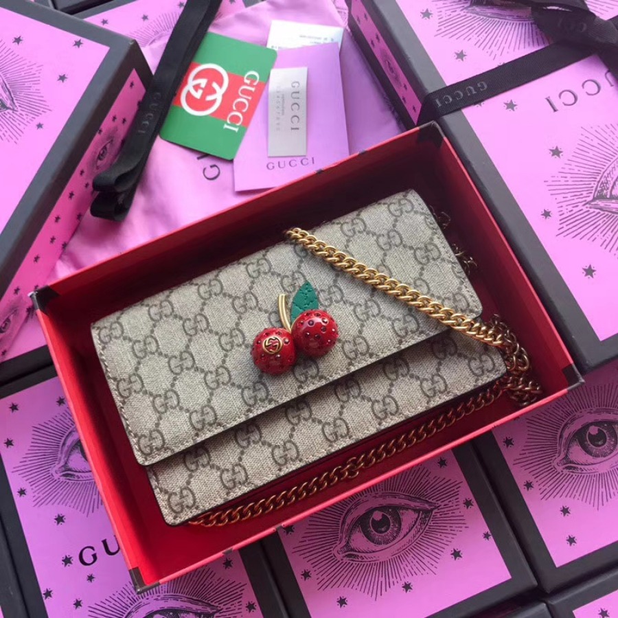 GG Supreme mini bag with cherries, 481290