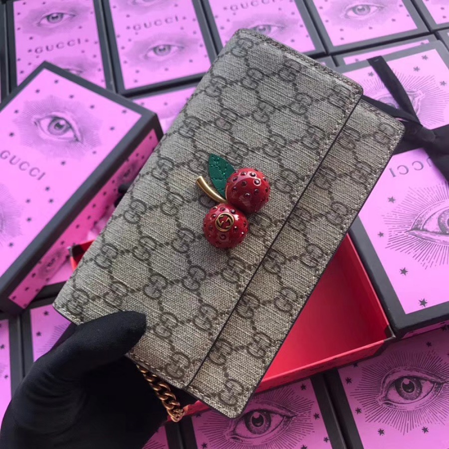 GG Supreme mini bag with cherries, 481290