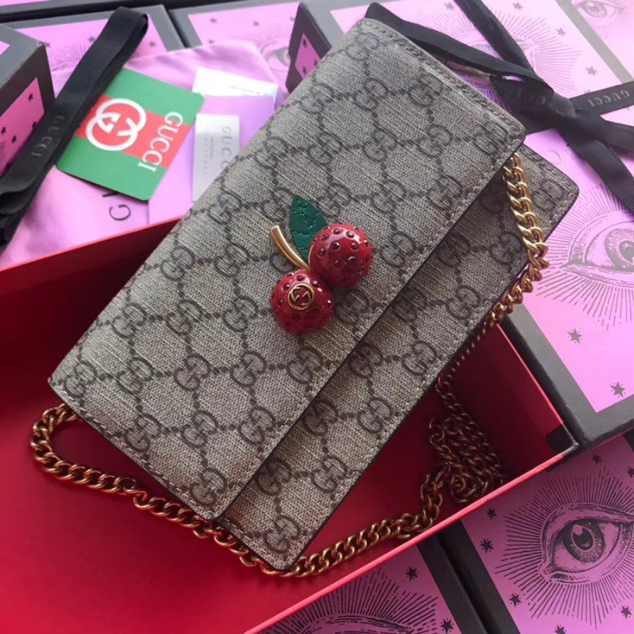 GG Supreme mini bag with cherries, 481290
