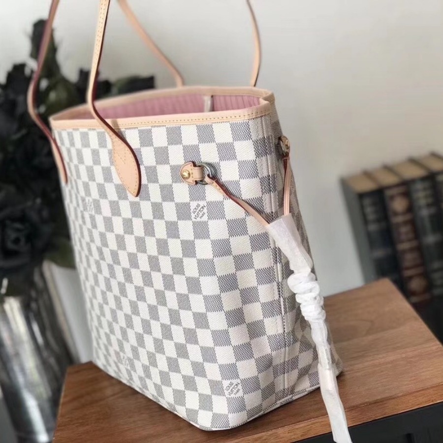 N41605, Louis Vuitton LV NEVERFULL MM, Damier Azur Canvas