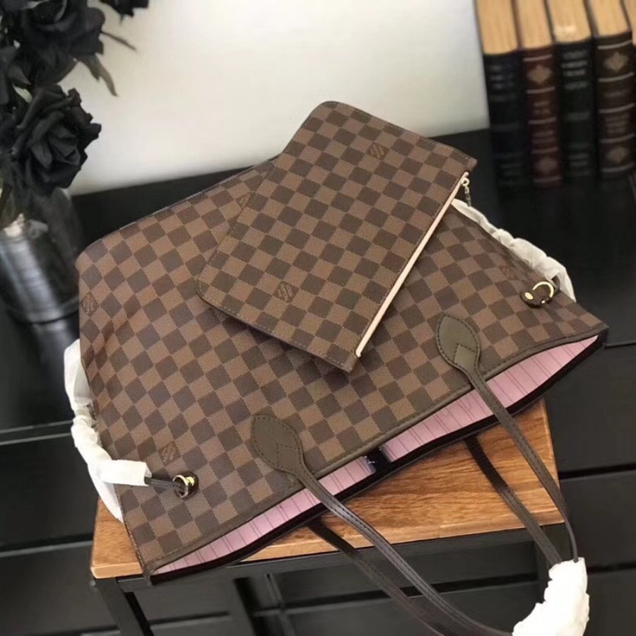 N41603, Louis Vuitton LV NEVERFULL MM, Damier Ebene Canvas