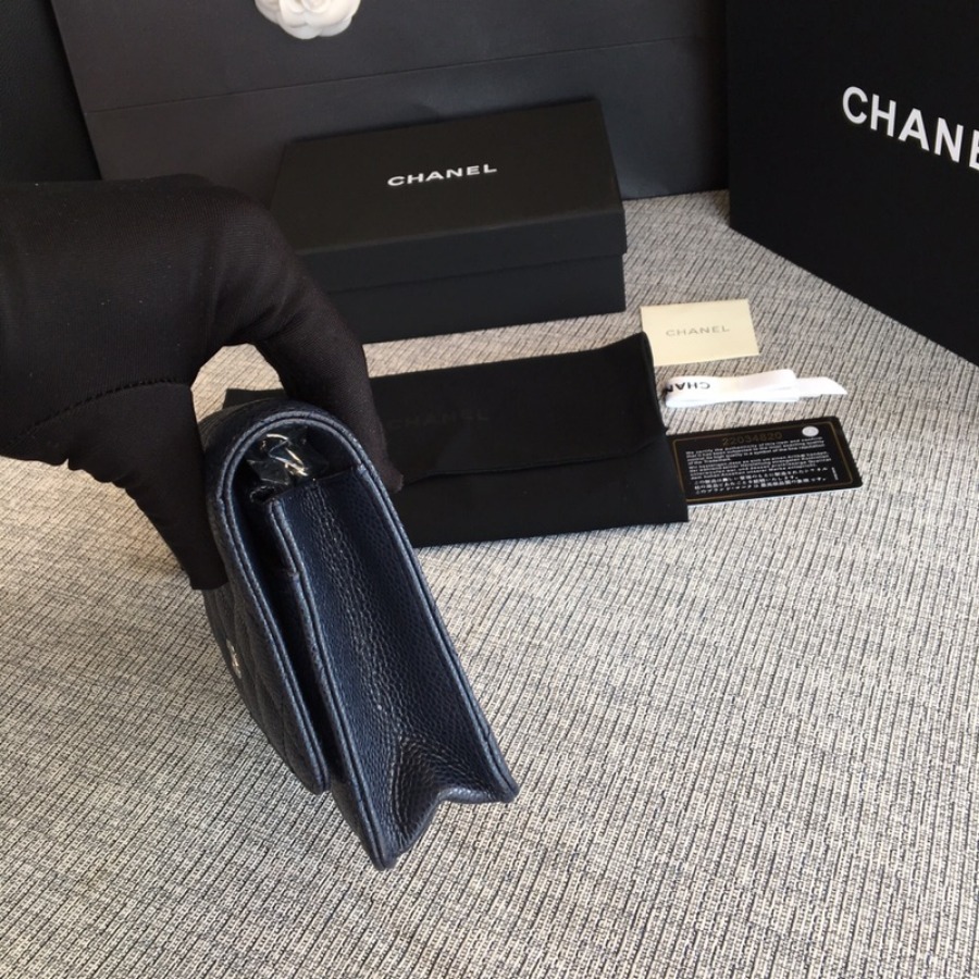 A33814, CLASSIC WALLET ON CHAIN, WOC CHANEL, CAVIAR / CALFSKIN