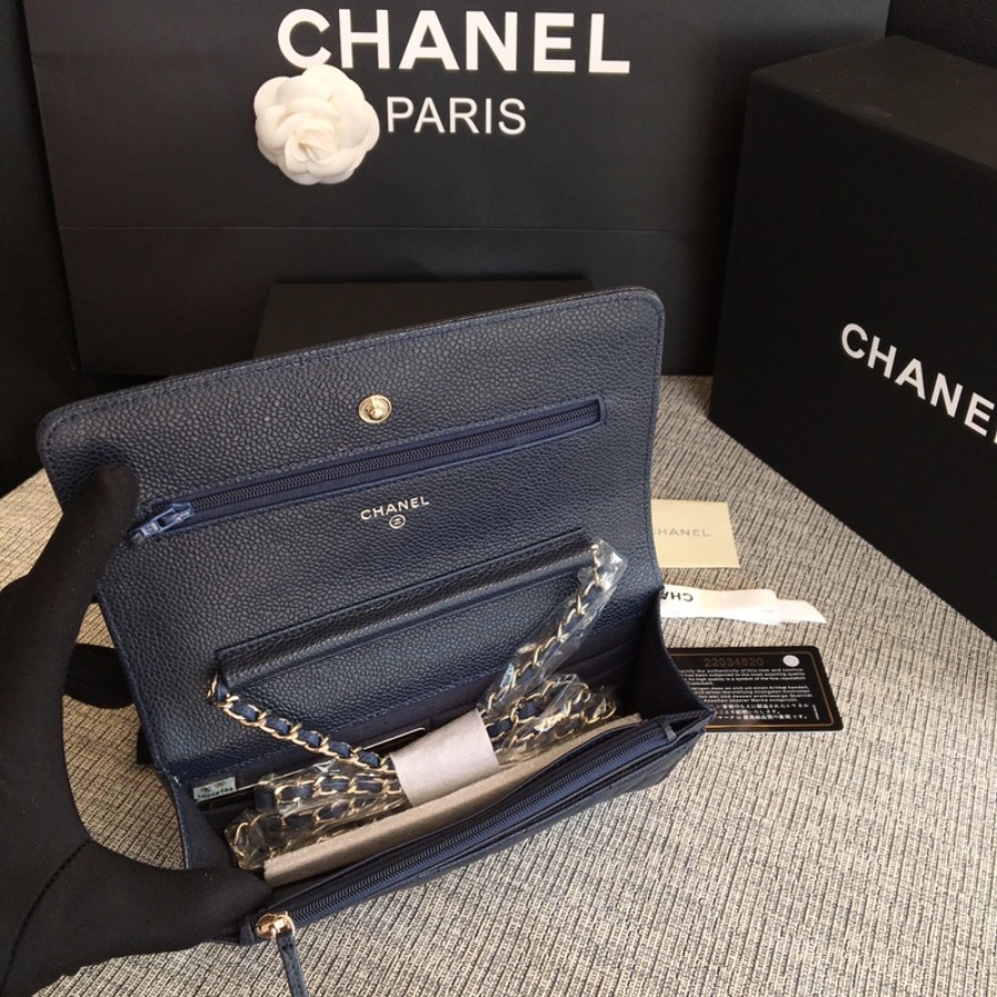 A33814, CLASSIC WALLET ON CHAIN, WOC CHANEL, CAVIAR / CALFSKIN