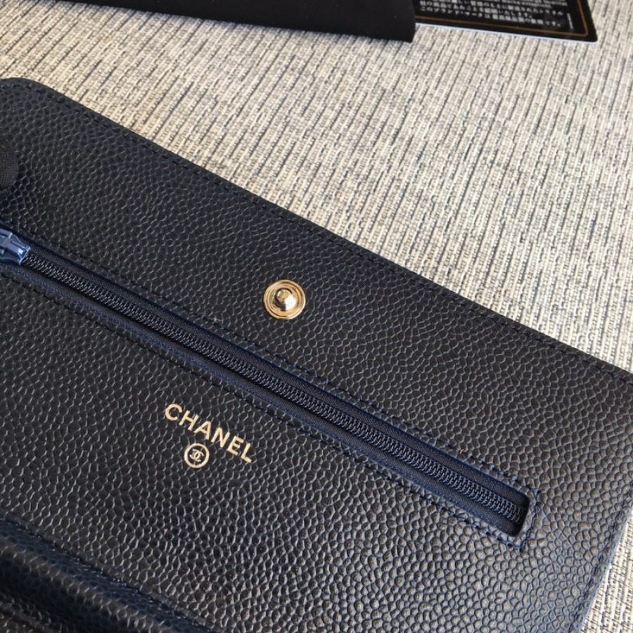A33814, CLASSIC WALLET ON CHAIN, WOC CHANEL, CAVIAR / CALFSKIN