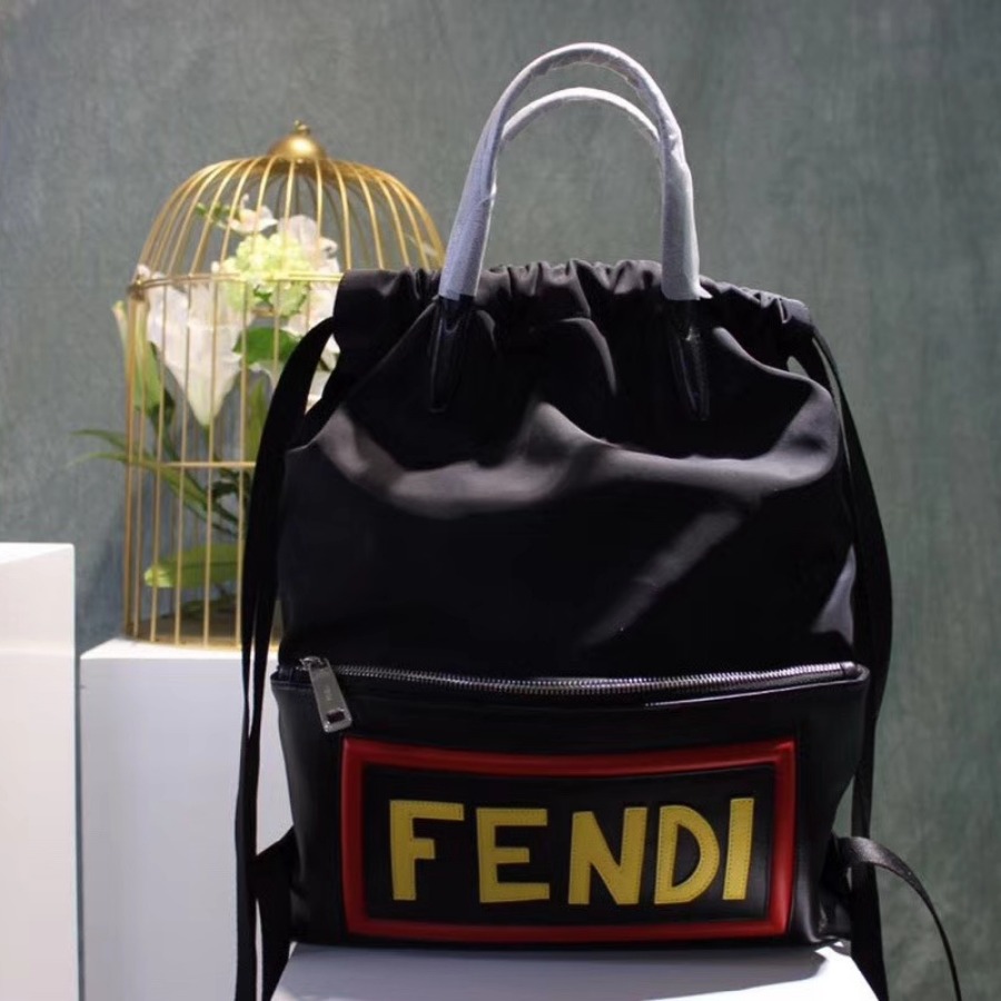 FENDI backpack, Fabric and leather backpack