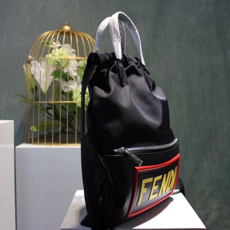 FENDI backpack, Fabric and leather backpack