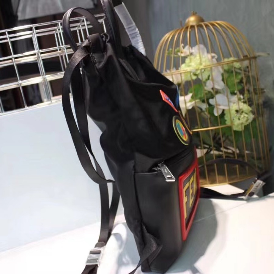 FENDI backpack, Fabric and leather backpack
