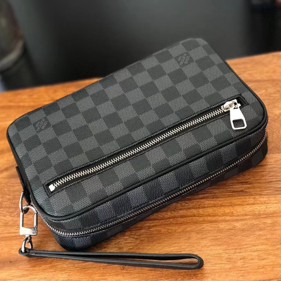 Louis Vuitton LV, KASAI CLUTCH, N41664, Damier Graphite canvas