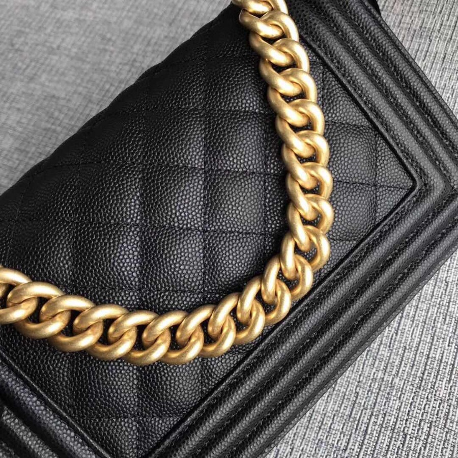 SMALL BOY CHANEL HANDBAG, PRINTED GRAINED CALFSKIN, Caviar, 20CM / 7.9 IN