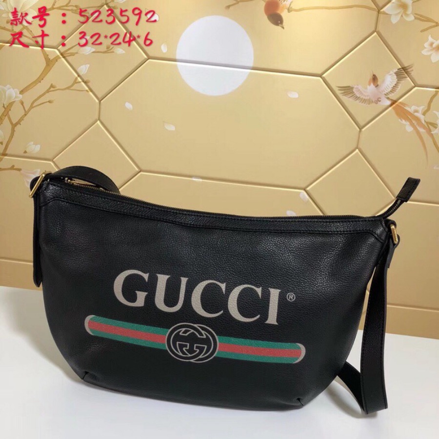 523592, Gucci Print half-moon hobo bag, Men's Messengers Bags