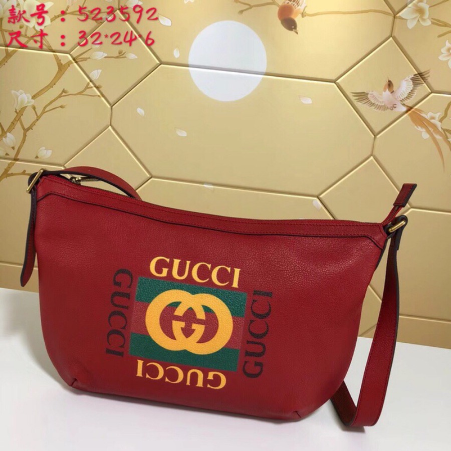 523592, Gucci Print half-moon hobo bag, Men's Messengers Bags