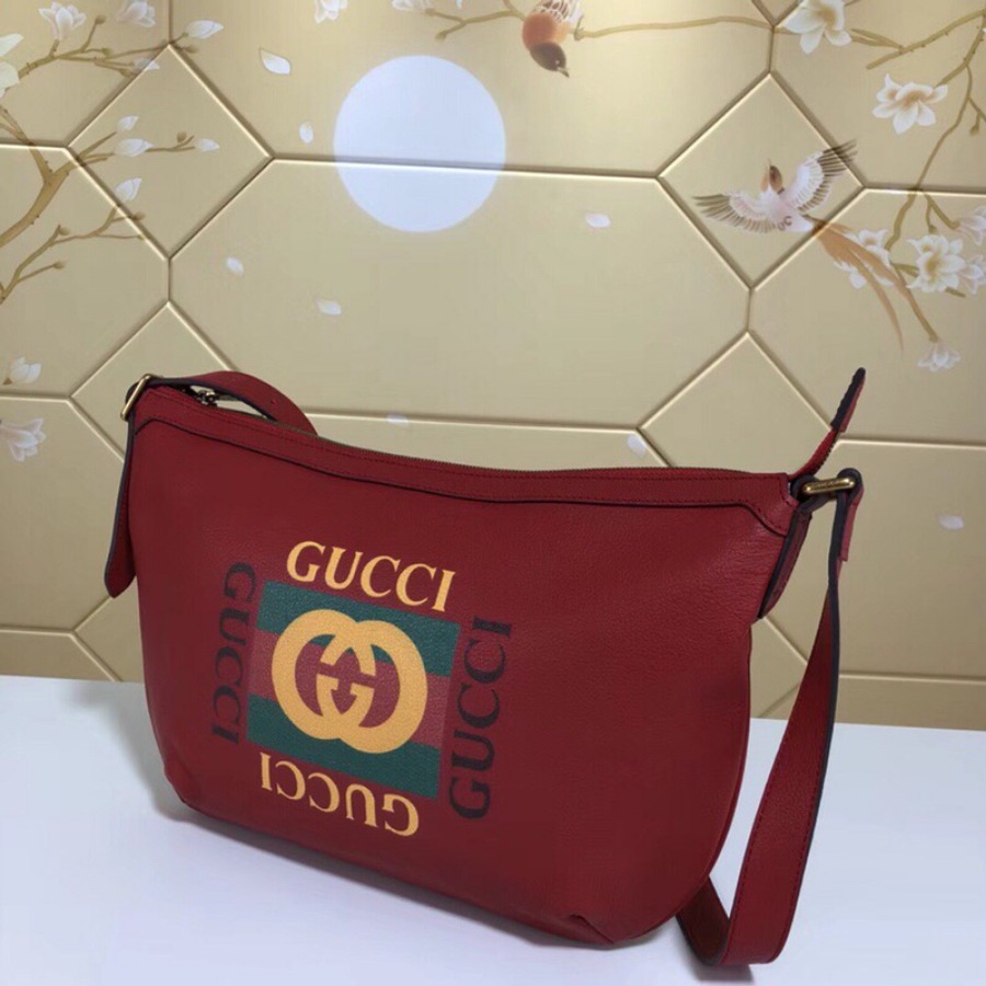 523592, Gucci Print half-moon hobo bag, Men's Messengers Bags