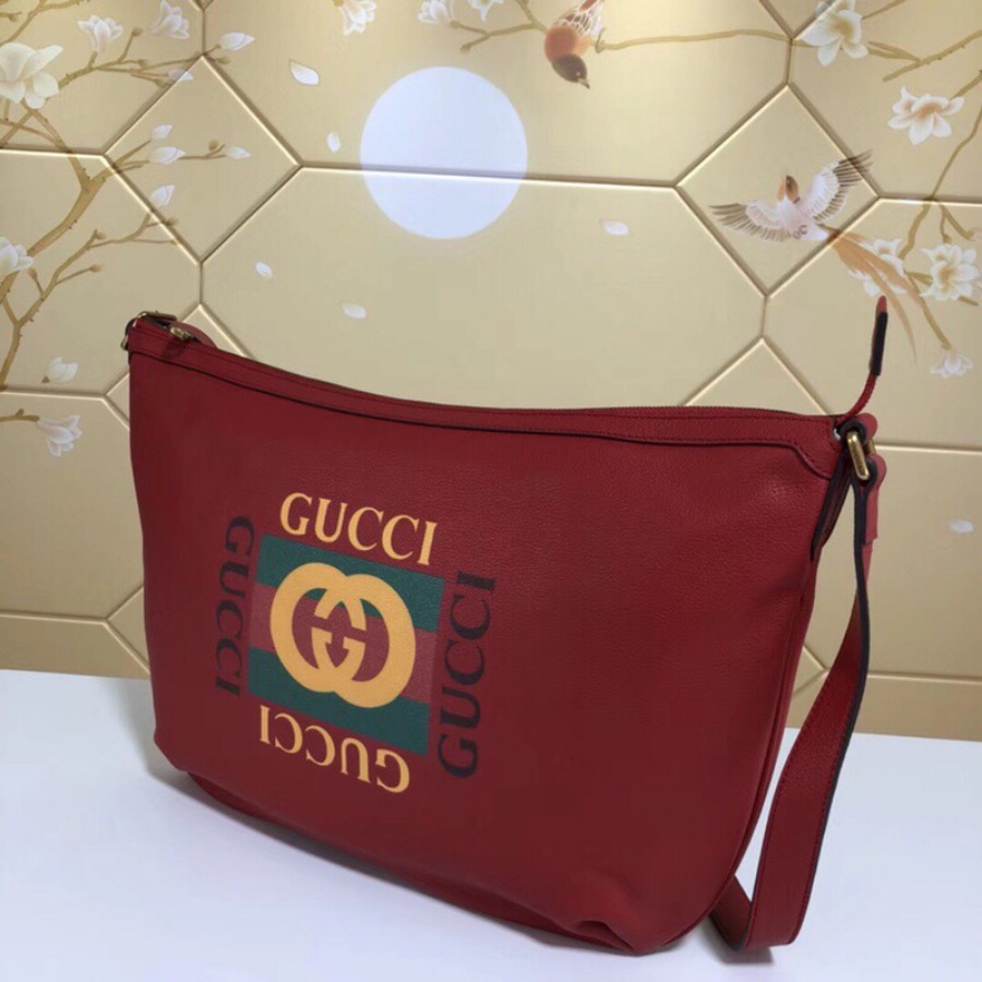 523588, Gucci Print half-moon hobo bag, Men's Messengers Bags