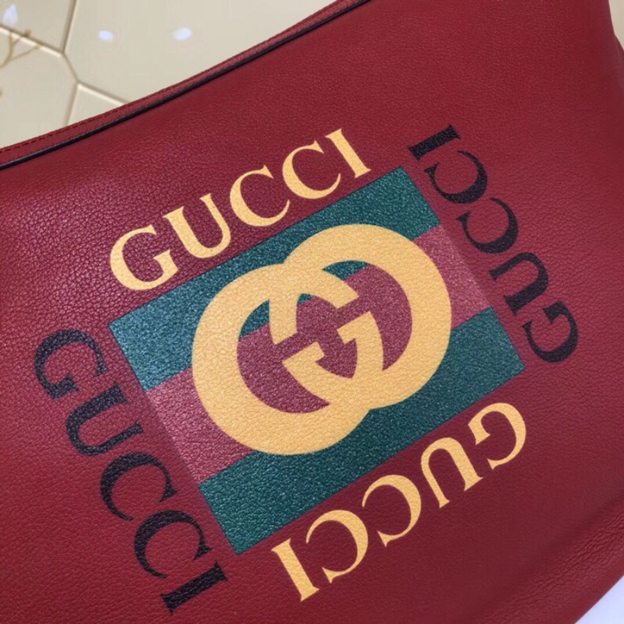523588, Gucci Print half-moon hobo bag, Men's Messengers Bags
