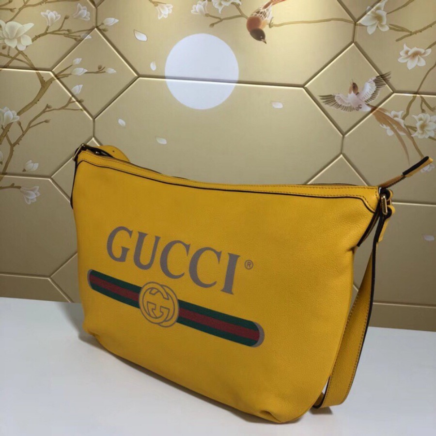 523588, Gucci Print half-moon hobo bag, Men's Messengers Bags
