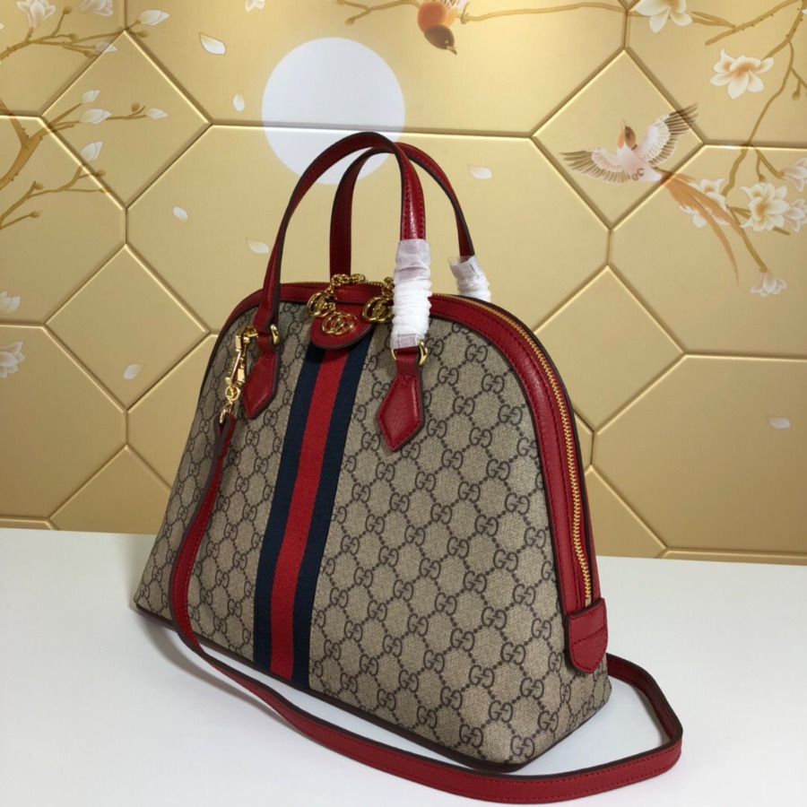 524533, Ophidia GG medium top handle bag, Blue and red Web, GUCCI HANDBAGS