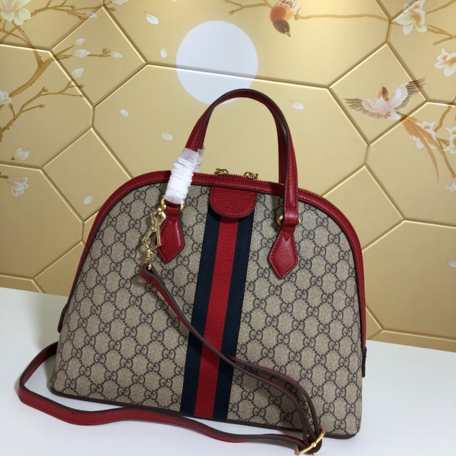524533, Ophidia GG medium top handle bag, Blue and red Web, GUCCI HANDBAGS