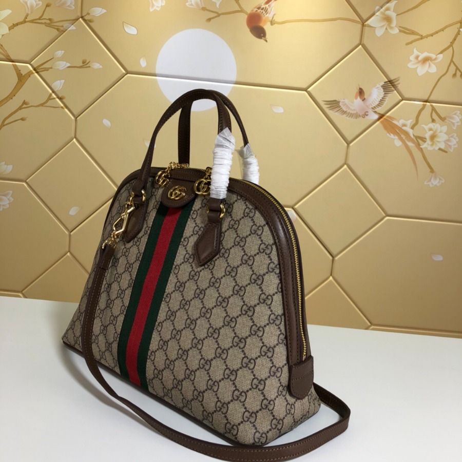 524533, Ophidia GG medium top handle bag, Green and red Web, GUCCI HANDBAGS